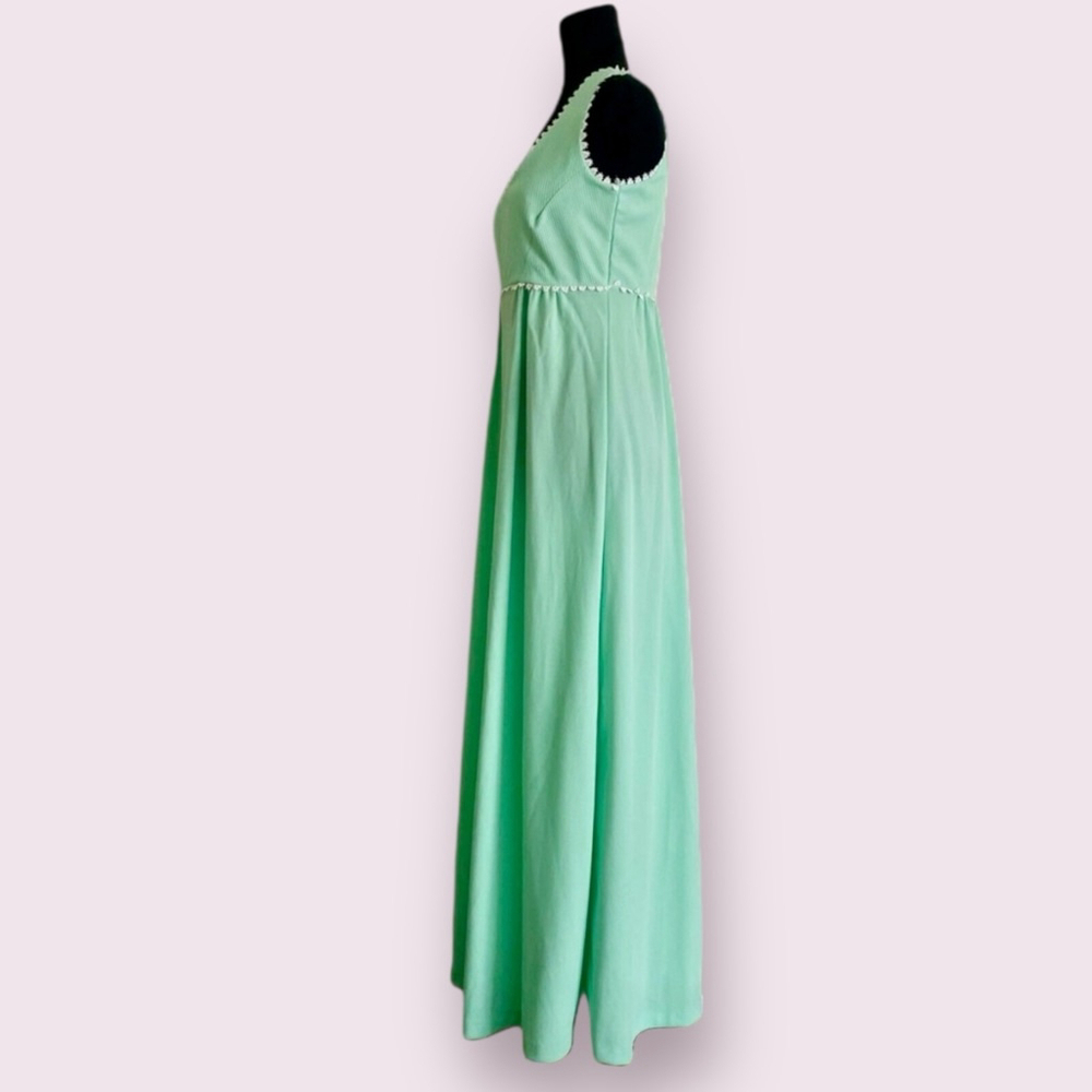 Vintage 70s JCPenney Green Lace Sleeveless Maxi Dress Size 12 - Picture 3 of 11